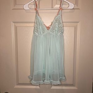 Victoria’s Secret Blue and Pink Sheer Babydoll Slip